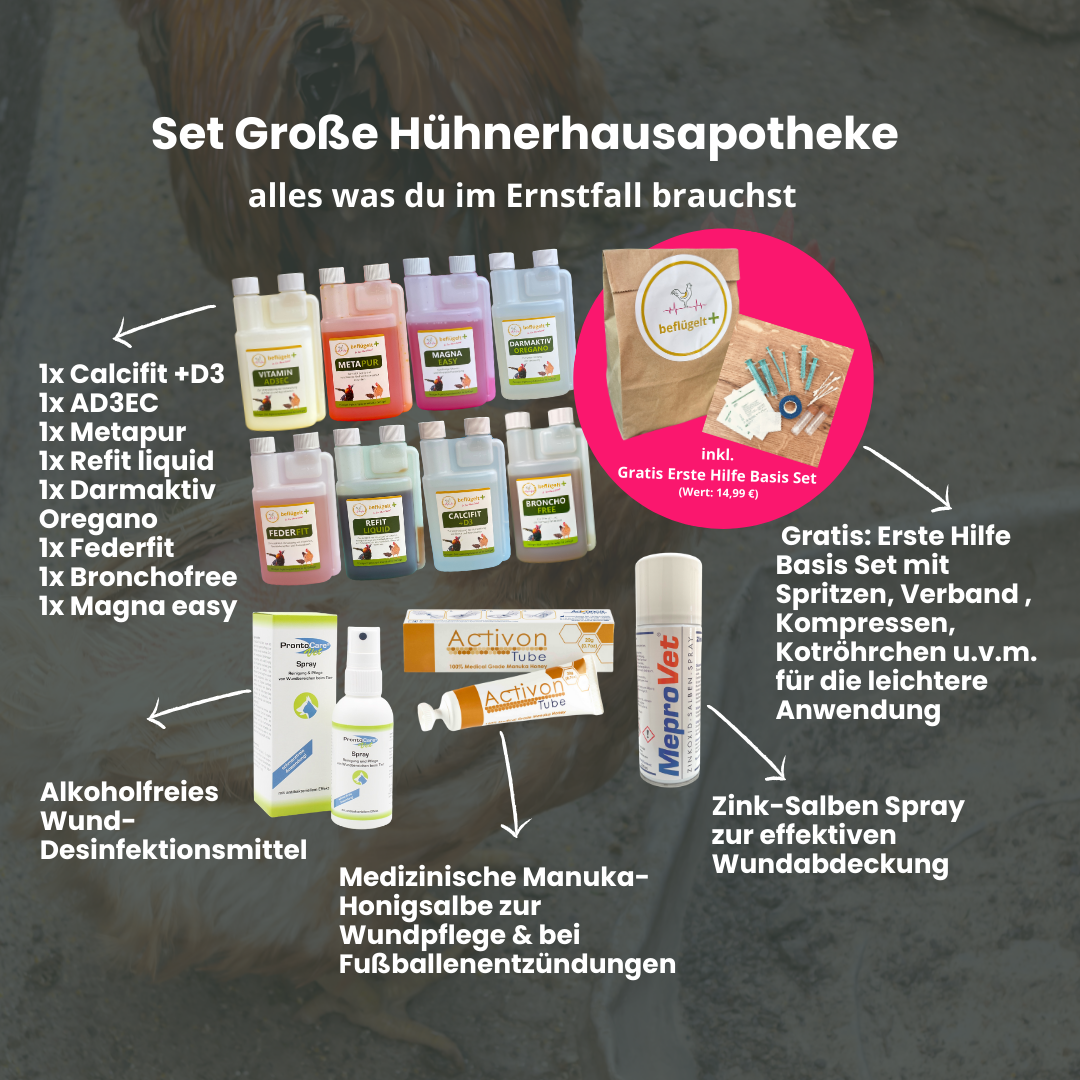 Hühnerhausapotheke inkl. gratis Erste Hilfe Basis-Set