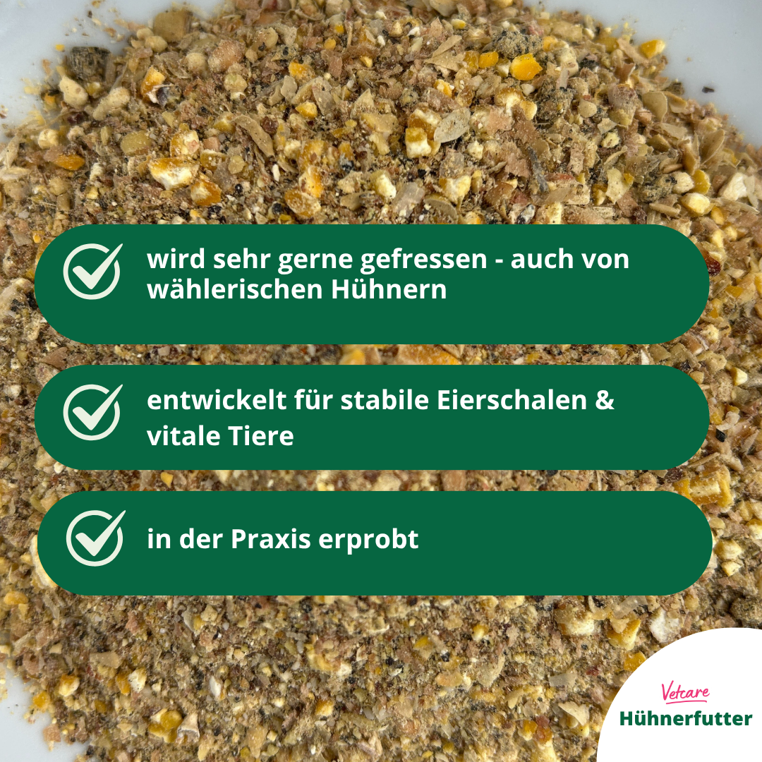 Hühnerfutter | VetCare Legemehl – hochwertiges Alleinfutter für Legehennen ohne Gentechnik | direkt vom Tierarzt
