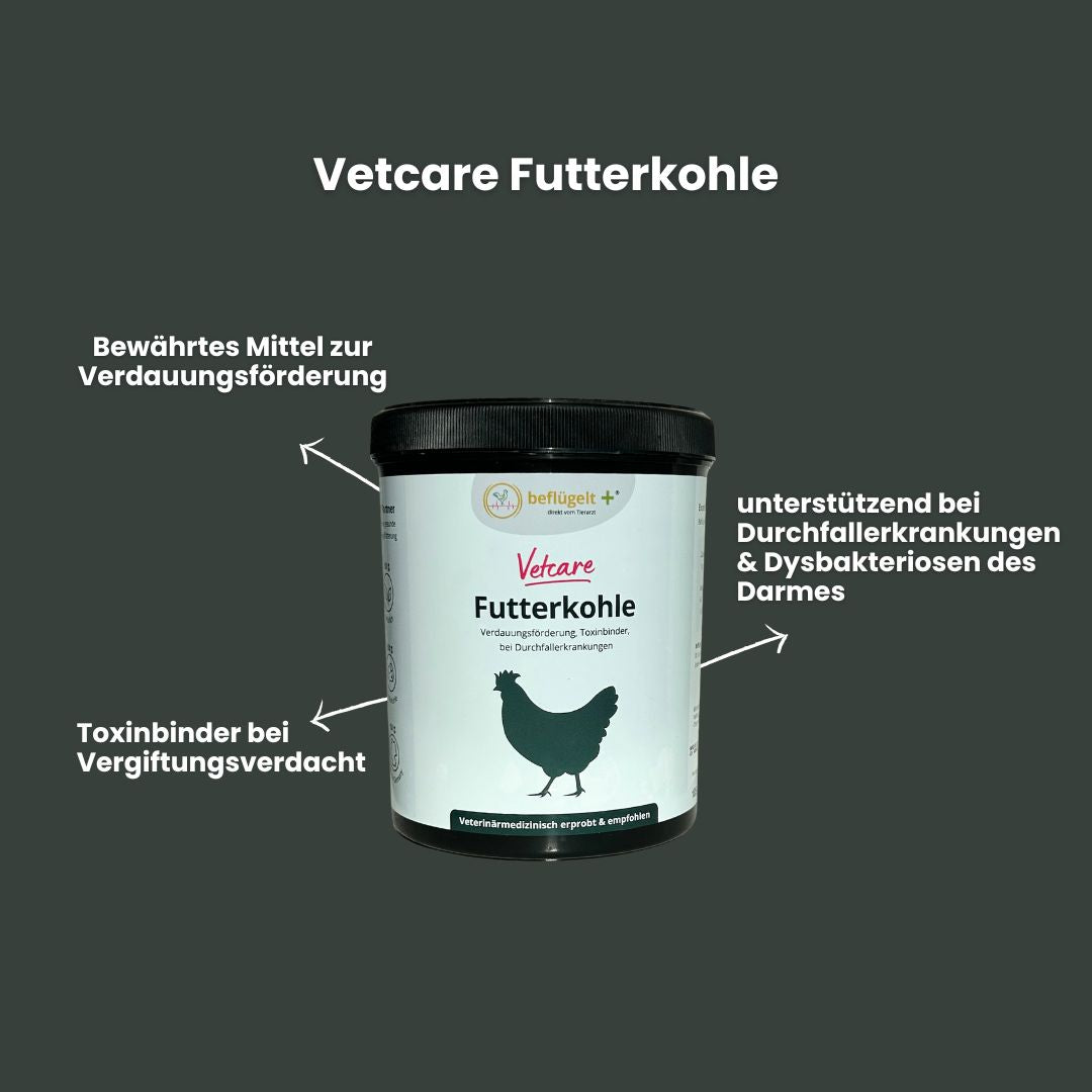 Vetcare Futterkohle - bei Durchfallerkrankungen, als Toxinbinder & zur Verdauungsförderung