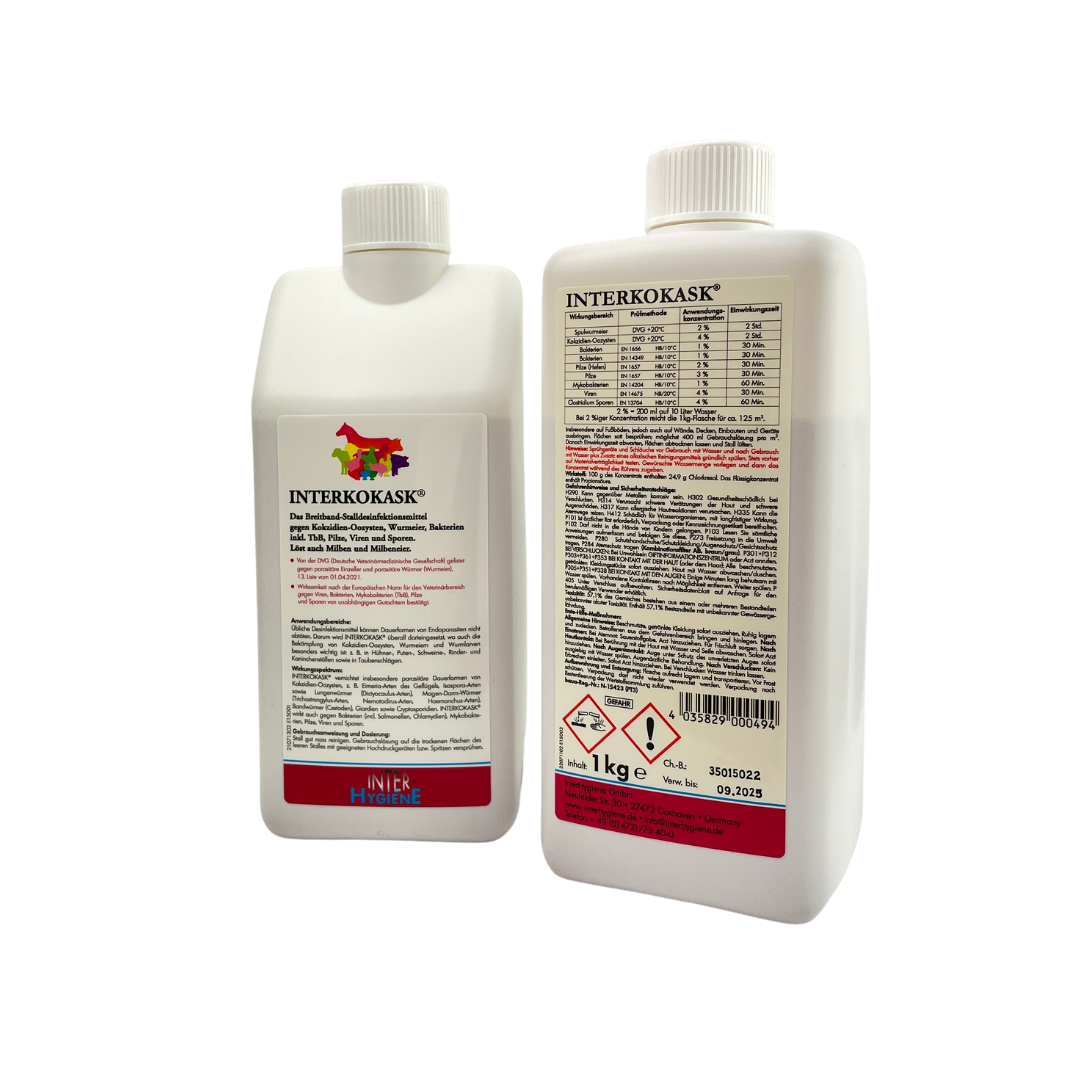 Interkokask Desinfektion gegen Viren, Bakterien und Parasiten im Hühnerstall